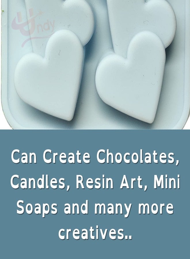 Undy 2 Cavity Heart Shape Candle Mould, Joint Heart Candle Mould for Candle Making Multi-Purpose Silicone Mould for Chocolate Resin soap (5 x 3.7 x 0.5 Inch) - Image 5
